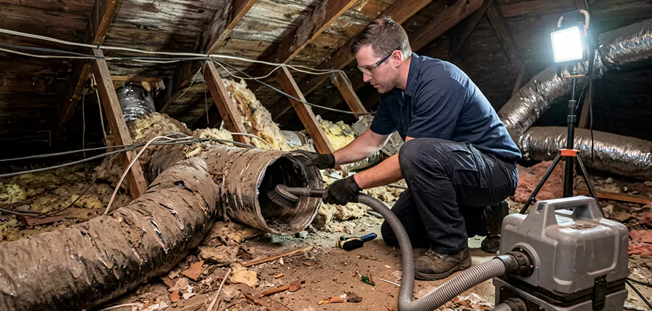 Storm-Damaged Attic Duct Cleaning in Piscataway